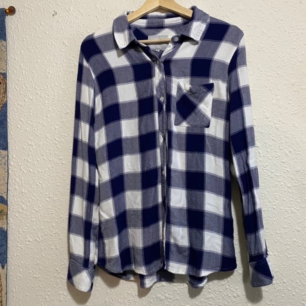 Rails Hunter Buffalo Plaid Button‎ Down Shirt Navy White Small women Rayon
